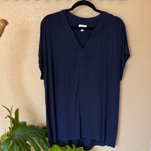 Kim Rogers Navy V-Neck Short Sleeve Top